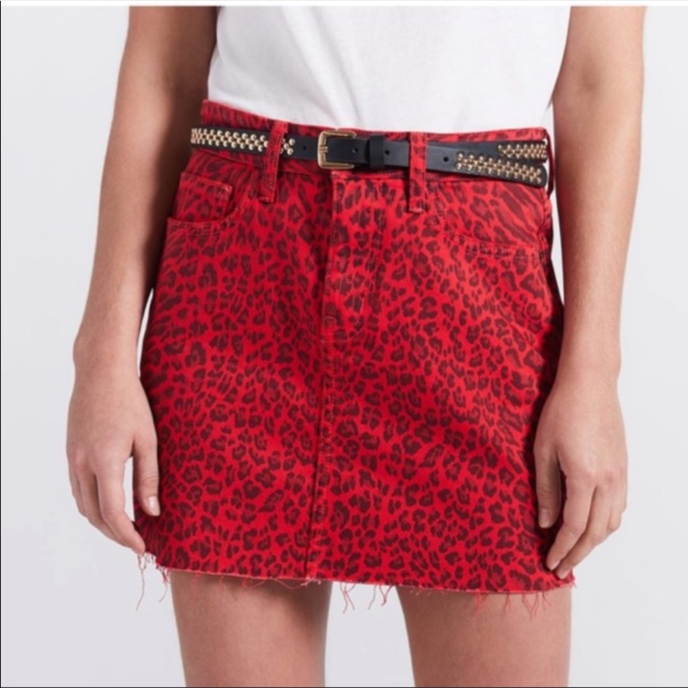 Current Elliott Leopard Denim Mini skirt NWT 28